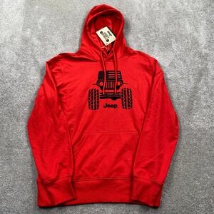 Jeep Mens Firecracker Red Textured Logo Patriot French Terry Hoodie Small NEW